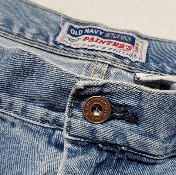 VINTAGE 90s Old Navy Light Wash Distressed High Rise Skater Carpenter Jeans 36 - Picture 4 of 10